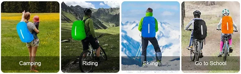 Reflective Waterproof Backpack Rain Cover Outdoor Sport Night Cycling Safety Light Rain Cover Case Bag Outdoor Camping Hiking