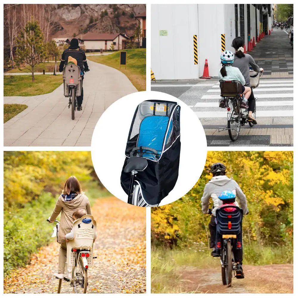 Bicycle Child Seat Canopy Cover Waterproof Bike Child Seat Rain Canopy Bicycle Rain Cover with Transparent Window Universal Pad
