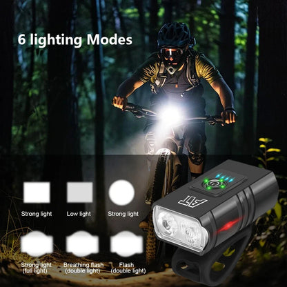 BK02 Bike Light USB Rechargeable T6 LED Bicycle Lights 6 Modes MTB Flashlight Bicycle Headlight for Cycling Bicycle Front Lamp