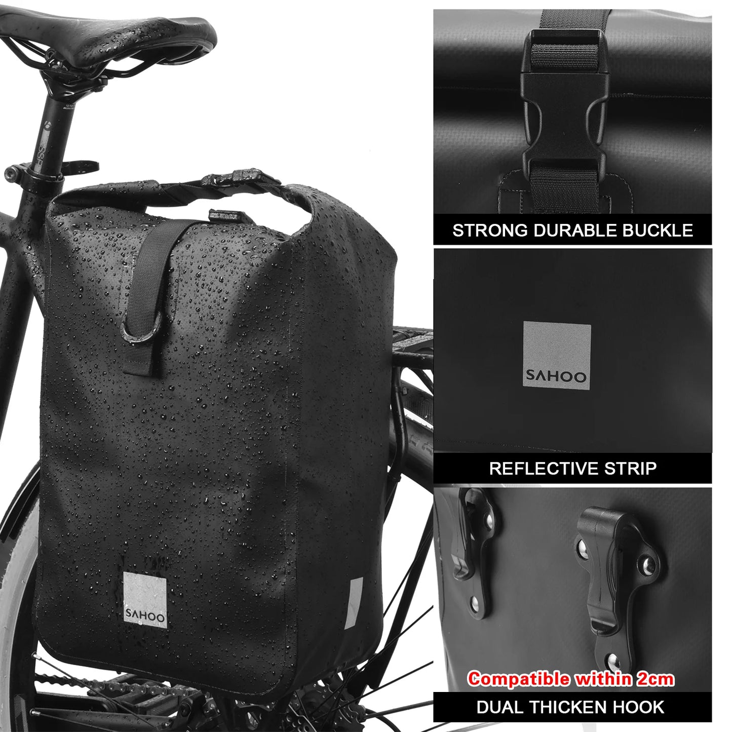 Cycling Bicycle Bike Rear Seat Trunk Bag Large Capacity Panniers Reflective Rear Bag Waterproof Bicycle Storage Bag