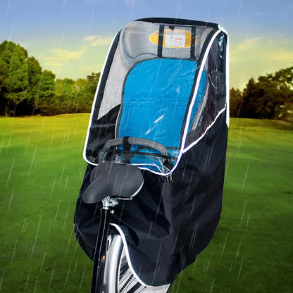 Bicycle Child Seat Canopy Cover Waterproof Bike Child Seat Rain Canopy Bicycle Rain Cover with Transparent Window Universal Pad